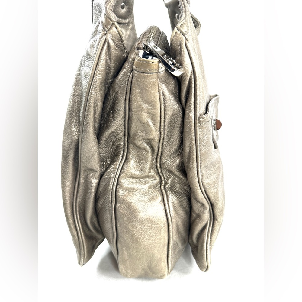 Marc by Marc Jacobs Gold Leather Large Shoulder Bag Turn Locks 3 Sections - Picture 6 of 14
